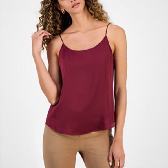 NEW Jones New York 100% Silk Cami Womens Burgundy Camisole Tank Top 14 - Picture 2 of 8